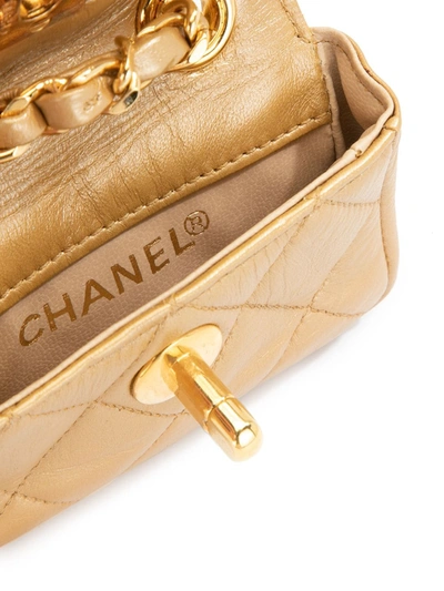 Pre-owned Chanel 1990 Quilted Cc Mini Bag In Gold