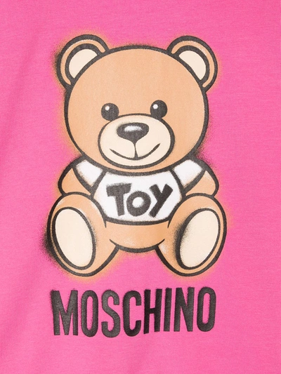 Shop Moschino Teen Teddy Logo Print T-shirt In Pink