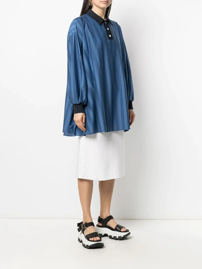 Shop Sunnei Striped-print Cotton Top In Blue