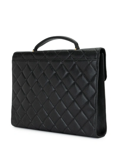 Pre-owned Chanel Jumbo Diamond Quilt Cc Briefcase In Black