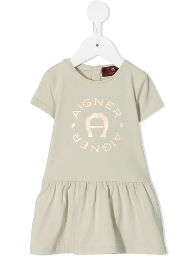 Shop Aigner Logo Print T-shirt Dress In Neutrals