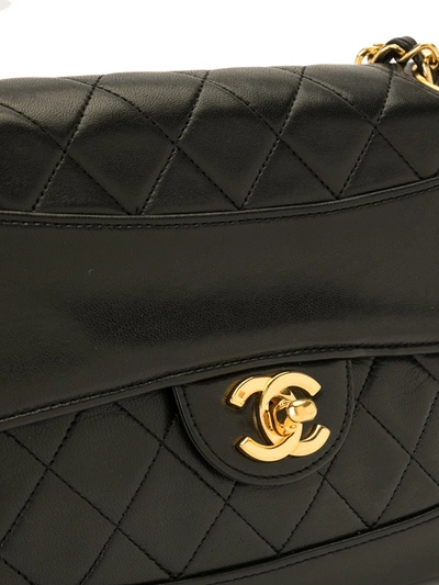 Pre-owned Chanel Cc 绗缝双搭链单肩包 In Black