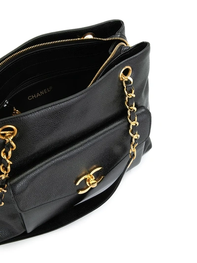 Pre-owned Chanel 1990s Cc Logo Chain Shoulder Bag In Black