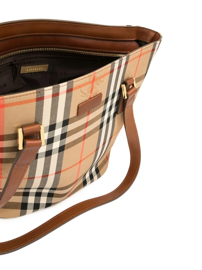 Pre-owned Burberry Horse Check Tote Bag In Brown