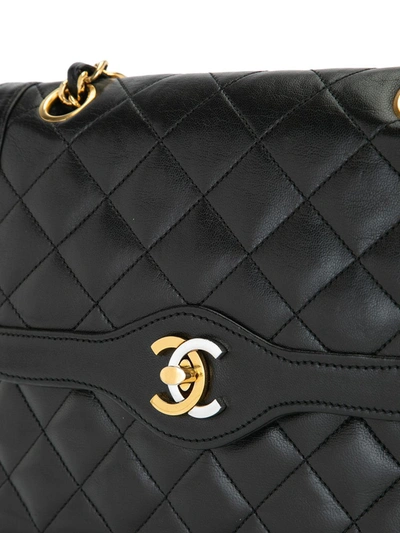Pre-owned Chanel 1985-1993 Paris Limited Double Flap Shoulder Bag In Black