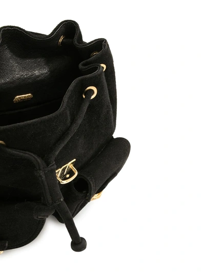 Pre-owned Fendi Suede Snap Fastening Backpack In Black