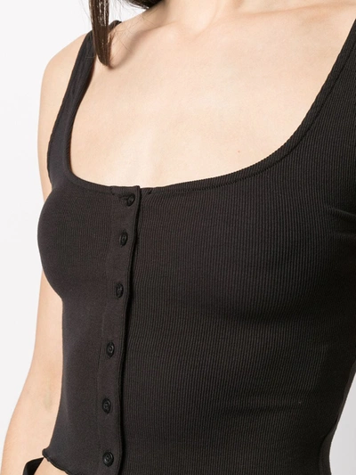 Shop Alice And Olivia Cropped Button Top In Black