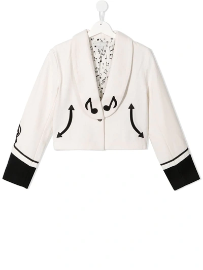Shop Stella Mccartney Teen Music Notes Military Jacket In White