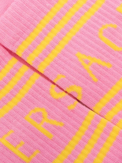 Shop Versace Ribbed Logo Socks In Pink