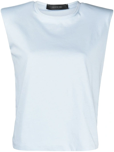 Shop Federica Tosi Padded Shoulder Tank Top In Blue