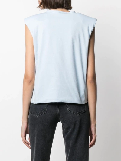 Shop Federica Tosi Padded Shoulder Tank Top In Blue