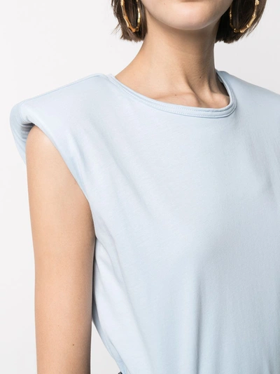 Shop Federica Tosi Padded Shoulder Tank Top In Blue