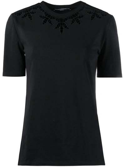 Shop Ermanno Scervino Embroidered Neck T-shirt In Black