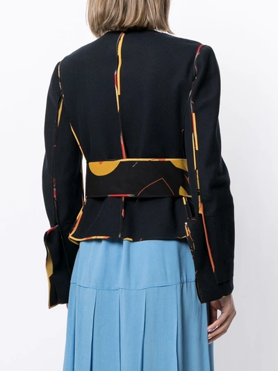 Pre-owned Fendi Tied Waist Collarless Jacket In Blue