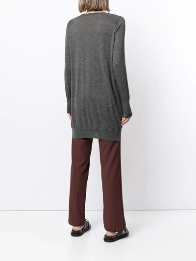 Pre-owned Celine  Sheer Panel Fine Knit Dress In Grey