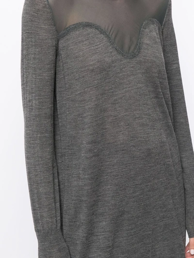 Pre-owned Celine 半透明拼接密织连衣裙（典藏款） In Grey
