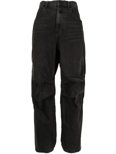 Shop Alexander Wang Pack Mix Hybrid High-waisted Straight Jeans In Black