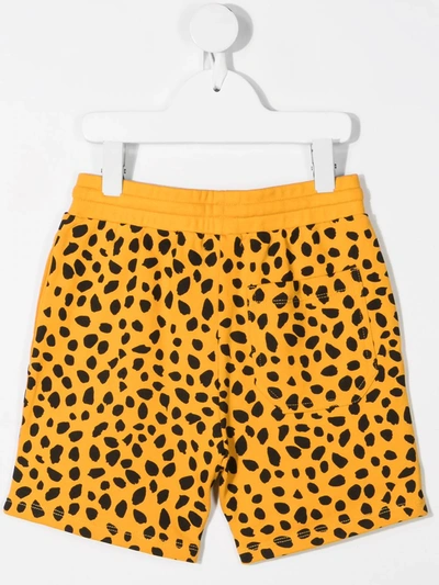 Shop Stella Mccartney Cheetah Dots-print Fleece Shorts In Orange