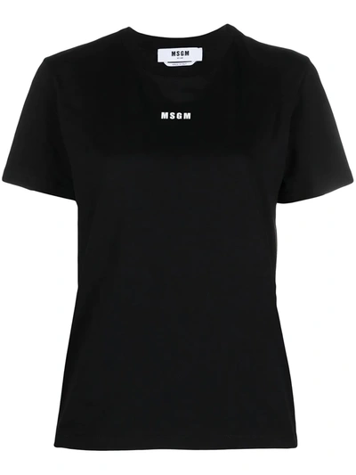 Shop Msgm Micro-logo Crew Neck T-shirt In Black