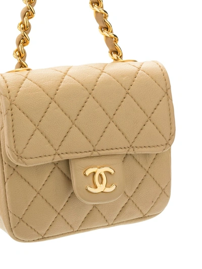 Pre-owned Chanel 1990s Diamond-quilted Mini Belt Bag In Brown