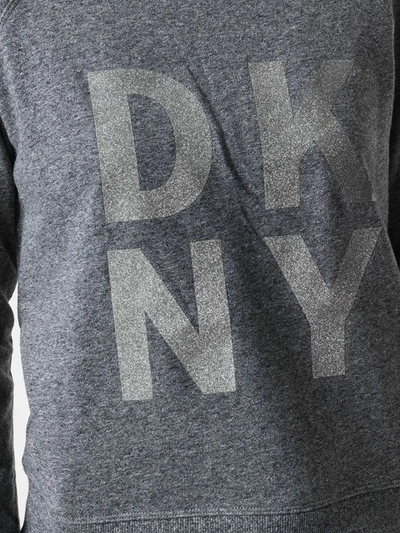 Shop Dkny Glitter-logo Printed Sweatshirt In Grey