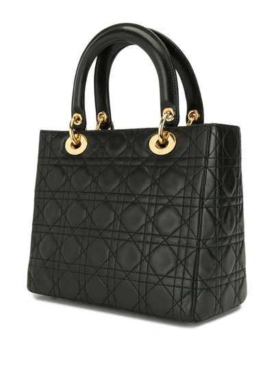 Pre-owned Dior Lady  Cannage 两用手提包（典藏款） In Black