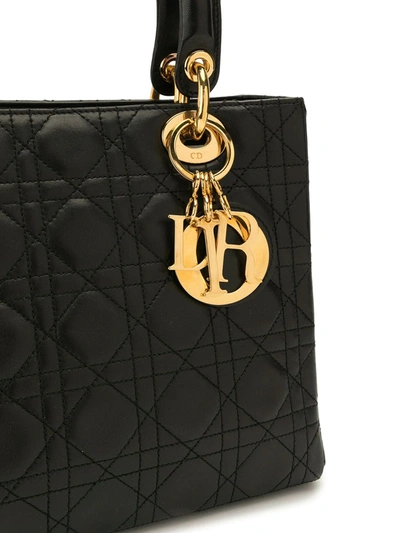 Pre-owned Dior Lady  Cannage 两用手提包（典藏款） In Black