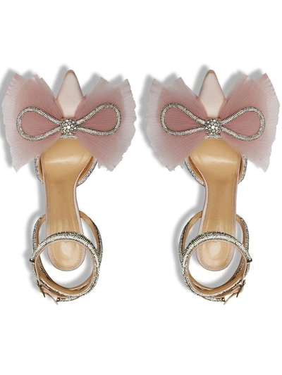 Shop Mach & Mach Double Bow Tulle 110mm Pumps In Pink