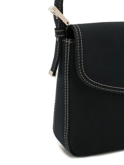 Pre-owned Fendi 2000s Marble Logo Shoulder Bag In Black