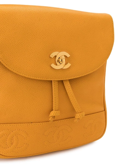 Pre-owned Chanel Triple Cc 背包 In Yellow