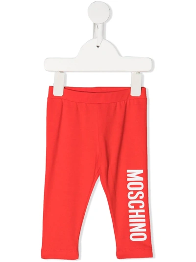 Shop Moschino Logo-print Leggings In Red