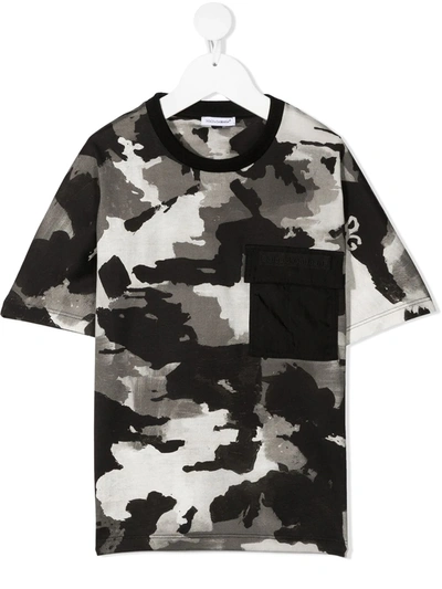 Shop Dolce & Gabbana Camouflage-print T-shirt In Grey