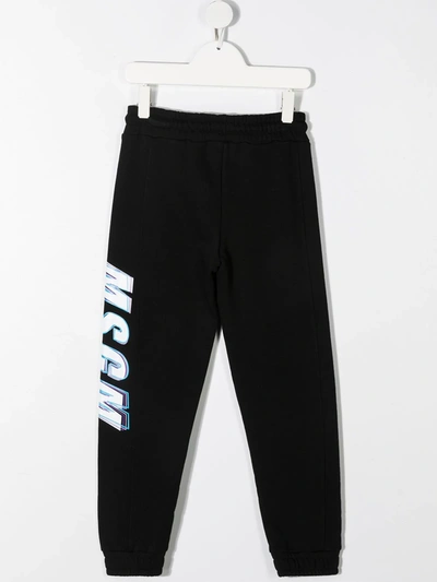 Msgm Teen Logo-print Drawstring Track Pants In Black