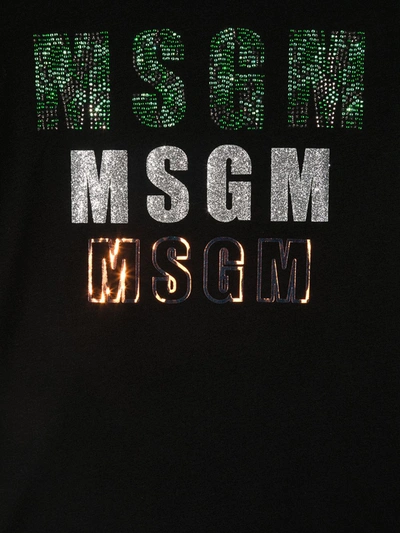 Shop Msgm Logo-print Metallic T-shirt In Black