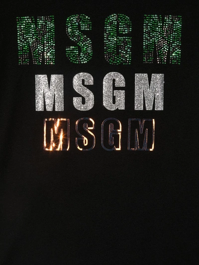 Msgm Logo-print Metallic T-shirt In Black