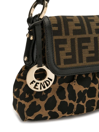 Pre-owned Fendi Zucca Leopard-print 2way Bag In Brown