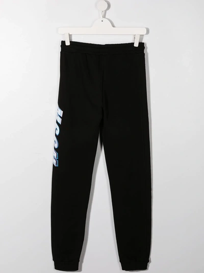 Shop Msgm Teen Logo-print Drawstring Track Pants In Black