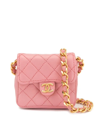 Pre-owned Chanel 菱形绗缝迷你包 In Pink