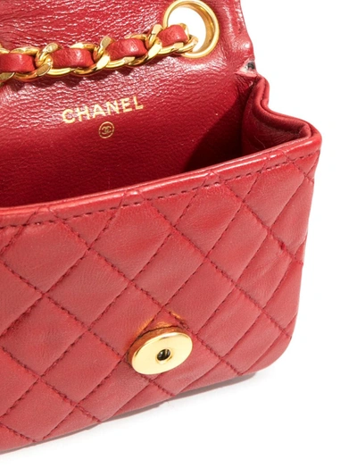 Pre-owned Chanel 1989 Diamond-quilted Mini Belt Bag In Red