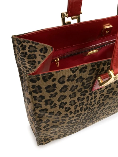 Pre-owned Fendi Leopard Print Tote Bag In Red