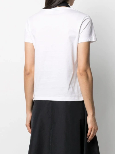 Shop Pinko Crystal-embellished Logo-print T-shirt In White