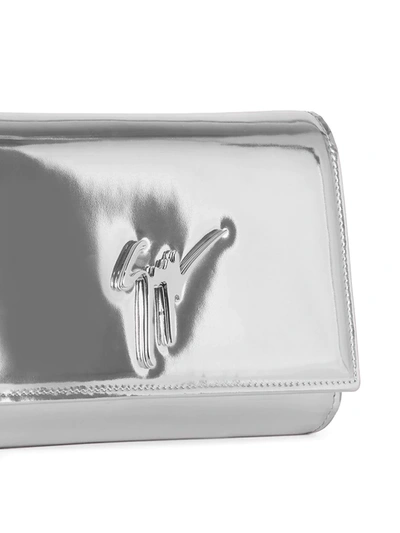 Shop Giuseppe Zanotti Cleopatra Glossy Clutch Bag In Silver