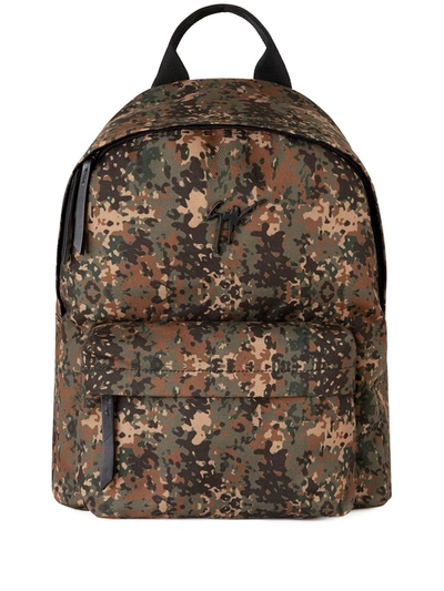 Shop Giuseppe Zanotti Bud Camouflage-print Backpack In Brown