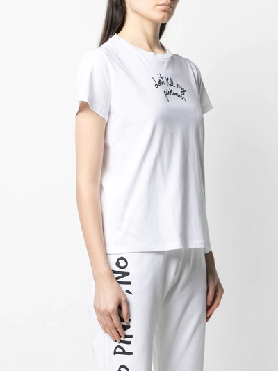 Shop Pinko Graphic-print Cotton T-shirt In White