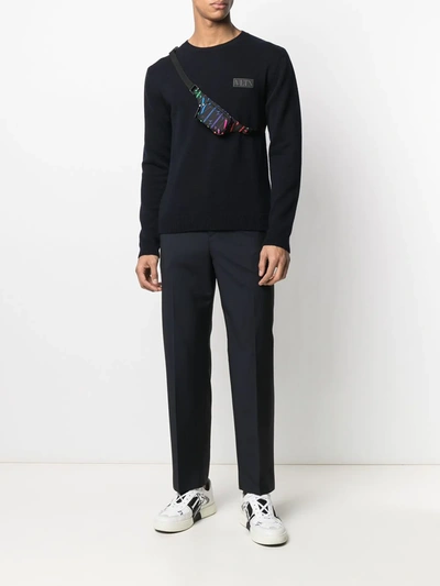 Shop Valentino Straight-leg Tailored Trousers In Blue