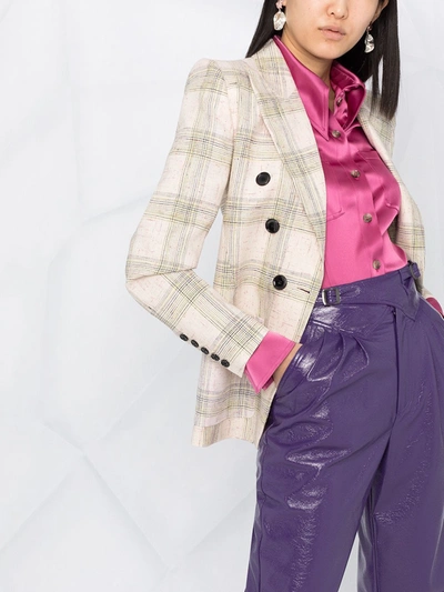 Isabel Marant Lenora Check-print Double-breasted Jacket In Neutrals