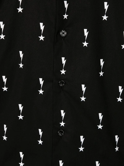 Neil Barrett Teen Lightning Print Short-sleeved Shirt In Black