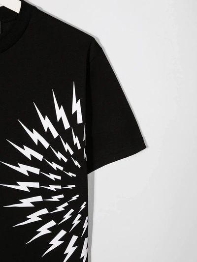 Shop Neil Barrett Teen Lightning Print T-shirt In Black