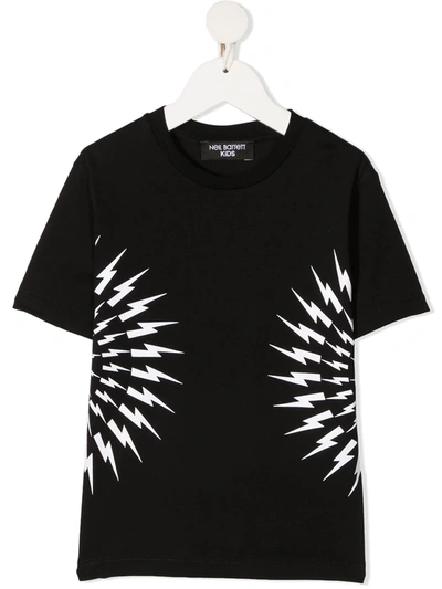 Shop Neil Barrett Thunderbolt Print Cotton T-shirt In Black