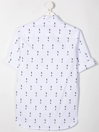 Shop Neil Barrett Teen Lightning Print Short-sleeved Shirt In White